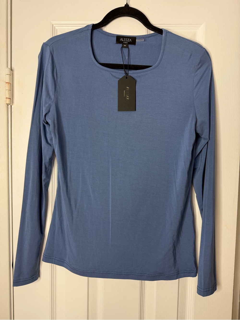 Aleeza Women's Long Sleeve Crewneck Top in Dusty Blue